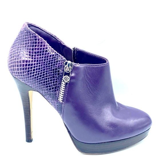 Michael by Michael Korrs | Purple Snakeskin Heeled Ankle Booties - Picture 10 of 13